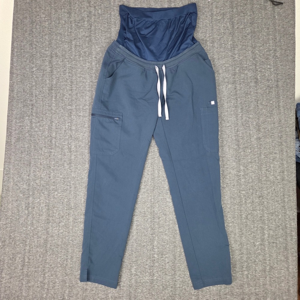 FIGS Yola Maternity Scrub Pants Women Size M T Blue Drawstring  Waist Medical